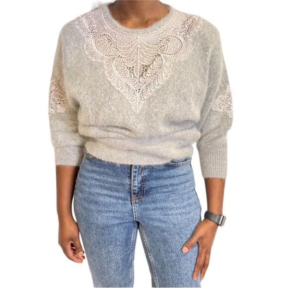 Alpegio Vintage Angora Blend Soft Lace Sweater